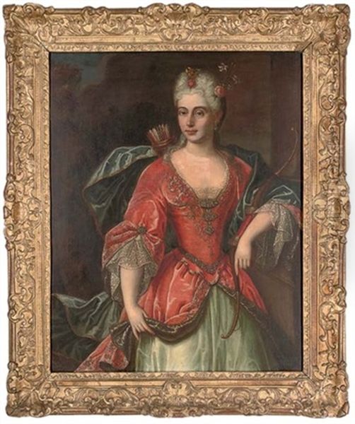 Portrait Of A Lady As Diana With A Bow And Quiver Oil Painting by Pierre Mignard the Elder