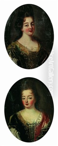 Portrait De La Duchesse Du Maine(?) (+ Portrait De La Duchesse De Bourgogne(?); Pair) Oil Painting by Pierre Mignard the Elder