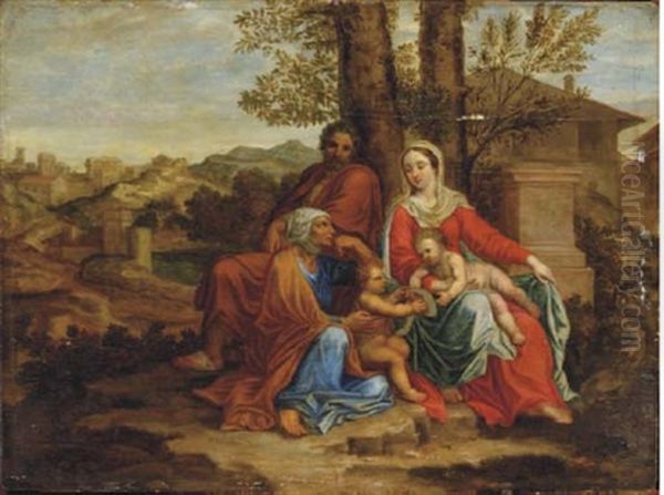 The Holy Family With Saint Elizabeth And Infant Saint John The Baptist Oil Painting by Pierre Mignard the Elder