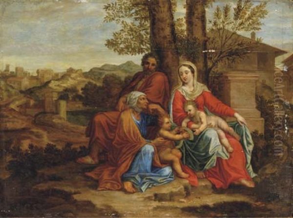 The Holy Family With Saint Elizabeth And The Infant Saint John The Baptist Oil Painting by Pierre Mignard the Elder