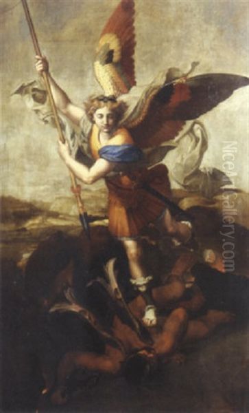 L'archange Saint Michel Terrassant Le Dragon Oil Painting by Pierre Mignard the Elder