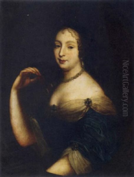 Portrait Of A Lady As Diana In A Blue Dress Oil Painting by Pierre Mignard the Elder