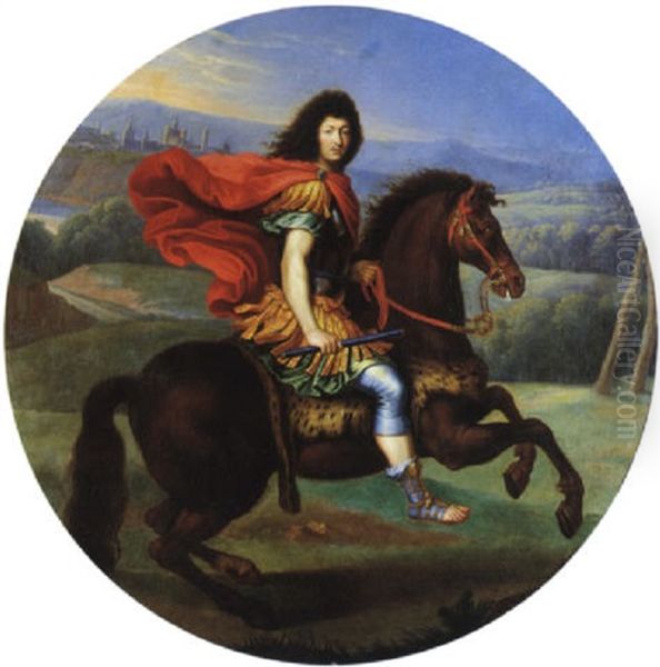 Portrait De Louis Xiv A Cheval Oil Painting by Pierre Mignard the Elder