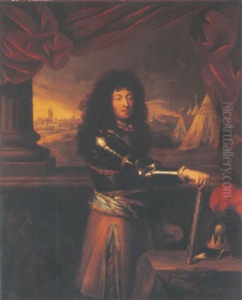 Louis Xiv Devant Une Ville Des Flandres Oil Painting by Pierre Mignard the Elder