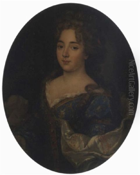 Portrait De Femme A La Robe Bleue Oil Painting by Pierre Mignard the Elder