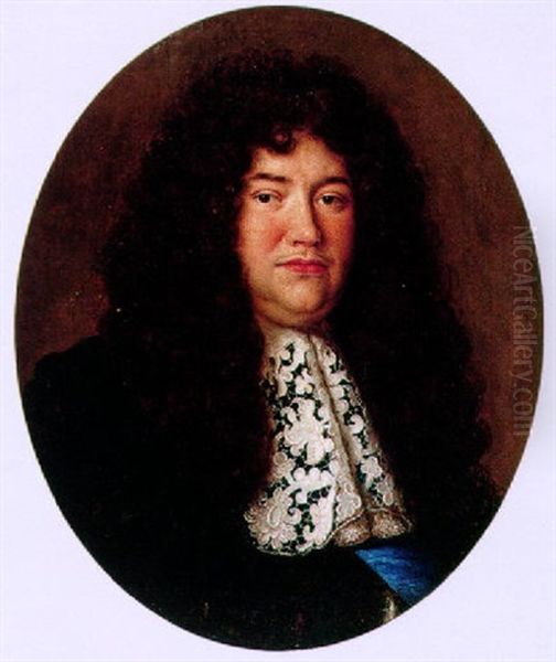 A Portrait Of A Gentleman With A Lace Collar Oil Painting by Pierre Mignard the Elder