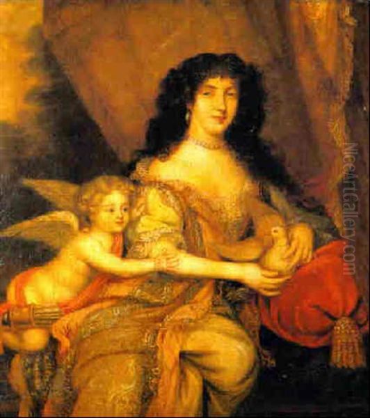 Portrait Of Duchess Of Portsmouth And Her Son As Cupid Oil Painting by Pierre Mignard the Elder