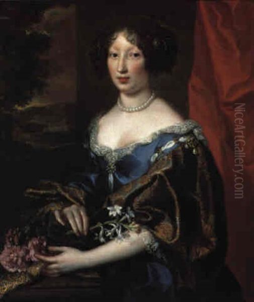 Bildnis Einer Dame In Blauem Kleid Oil Painting by Pierre Mignard the Elder