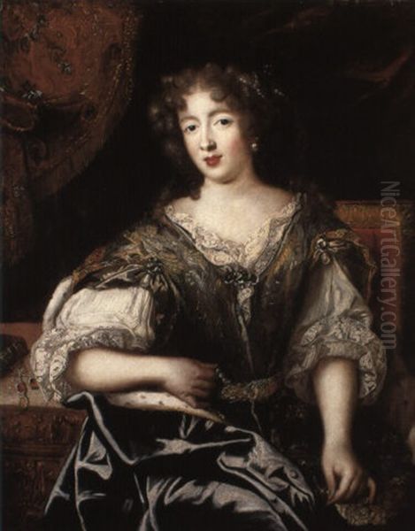 Portrait Of A Lady (madame De La Valli,re?) Wearing A Gown With Jewels Oil Painting by Pierre Mignard the Elder