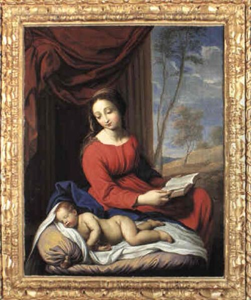 Madonna Col Bambino Addormentato Oil Painting by Pierre Mignard the Elder