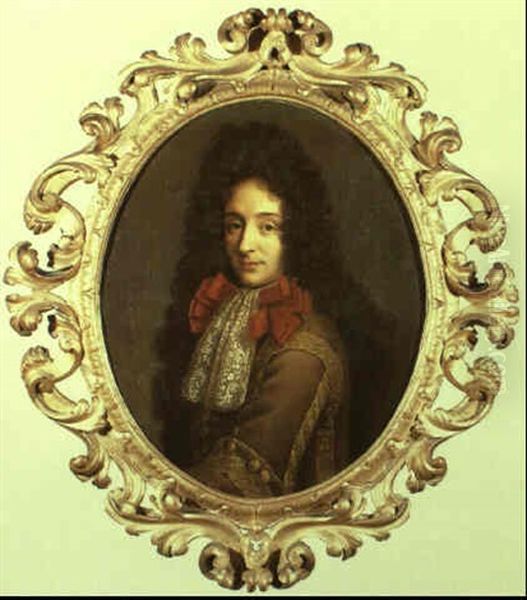 Portrait Of A Gentleman Wearing An Embroidered Brown Coat Oil Painting by Pierre Mignard the Elder