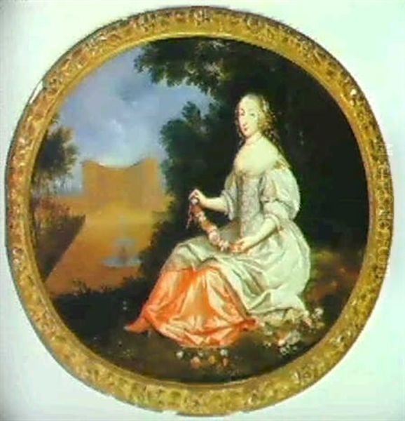 Portrait Of Mademoiselle Bouthillier, Seated Full Length... Oil Painting by Pierre Mignard the Elder