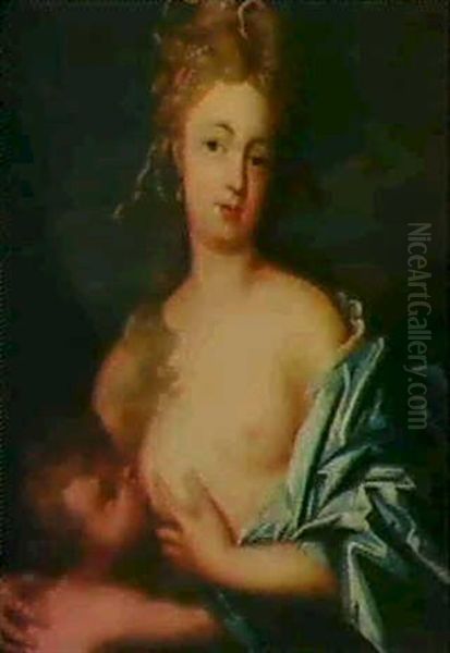 Bildnis Einer Dame Als Caritas. Oil Painting by Pierre Mignard the Elder