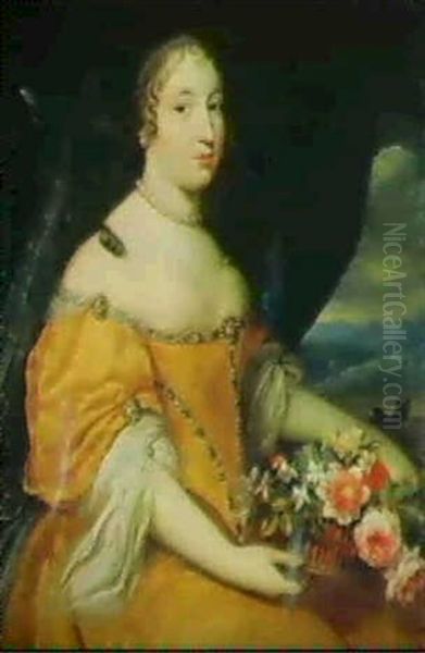 Portrait De La Duchesse Du Lude Sur Fond De Paysage Oil Painting by Pierre Mignard the Elder