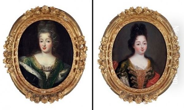 Louise Francoise De Bourbon (+ Marie Francoise D'orleans; Pair) Oil Painting by Pierre Mignard the Younger