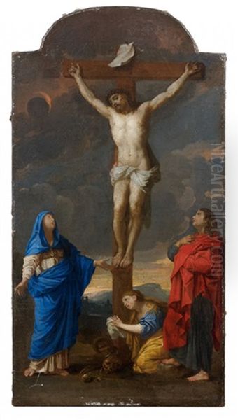 La Vierge, La Madeleine Et Saint Jean Au Pied De La Croix Oil Painting by Nicolas Mignard