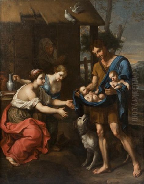 Le Berger Faustulus Ramene Romulus Et Remus A Sa Femme Oil Painting by Nicolas Mignard