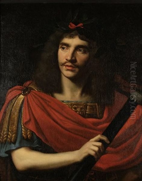 Portrait De Moliere En Cesar Dans La Mort De Pompee De Pierre Corneille Oil Painting by Nicolas Mignard