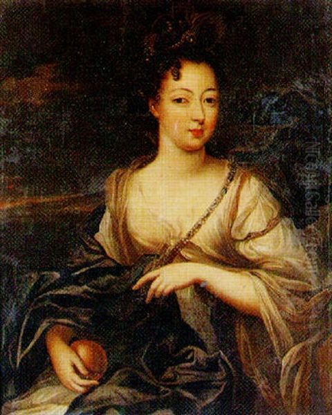 Portrait D'une Femme De Qualite A La Pomme Oil Painting by Nicolas Mignard