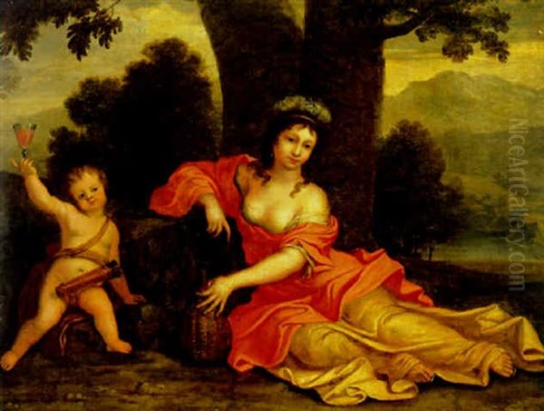 Venus And Bacchus by Nicolas Mignard