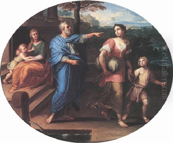 The Banishment Of Hagar And Ishmael Oil Painting by Nicolas Mignard