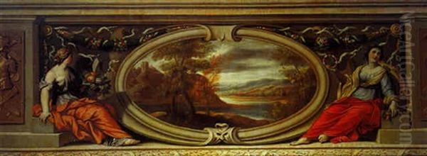 Paysage Aux Ruines Antiques Oil Painting by Nicolas Mignard