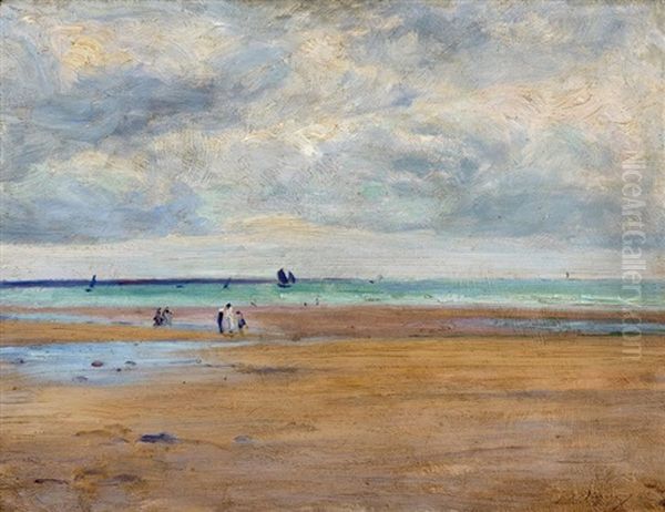 Am Strand Oil Painting by Lucien Rene Mignon