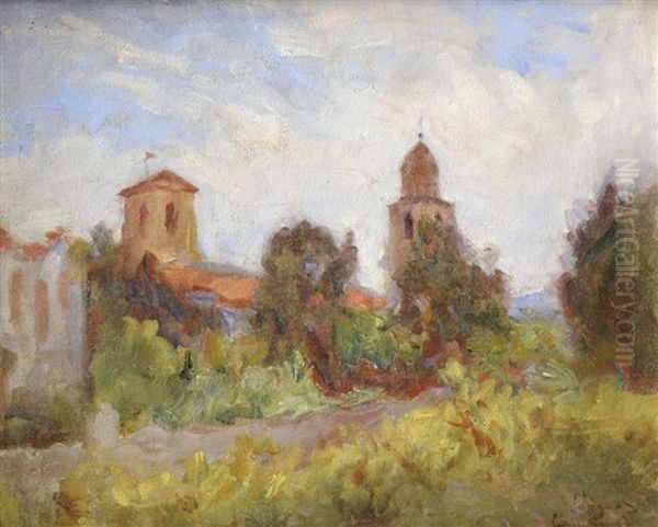 L'eglise (cagnes Sur Mer ?) Oil Painting by Lucien Rene Mignon