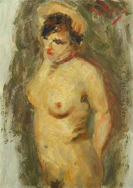 Nude Female Model Oil Painting by Lucien Rene Mignon