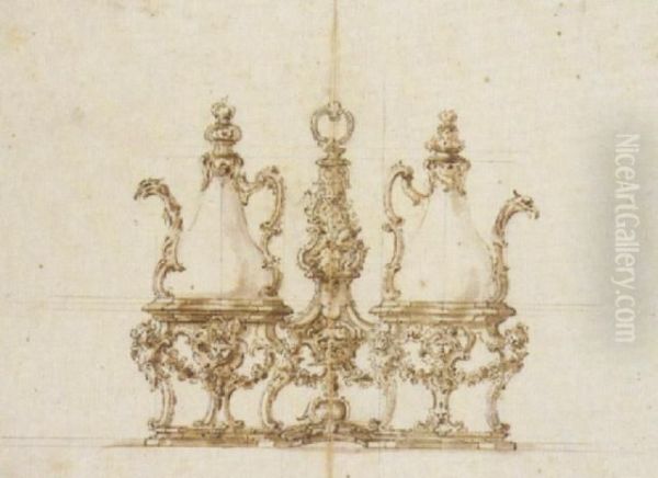 Design For Two-bottle Cruet Frame Oil Painting by Giovanni Bettati