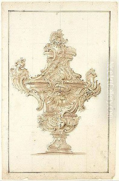 A Design For A Cup And Cover, With Alternates Oil Painting by Giovanni Bettati