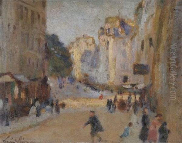 Dans La Rue Oil Painting by Lucien Rene Mignon