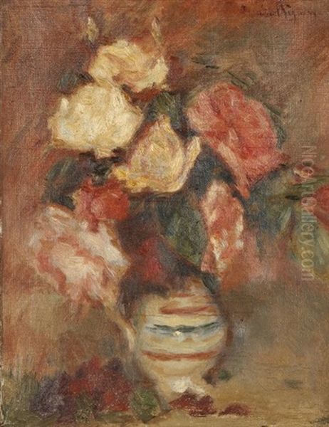 Vase De Fleurs Oil Painting by Lucien Rene Mignon