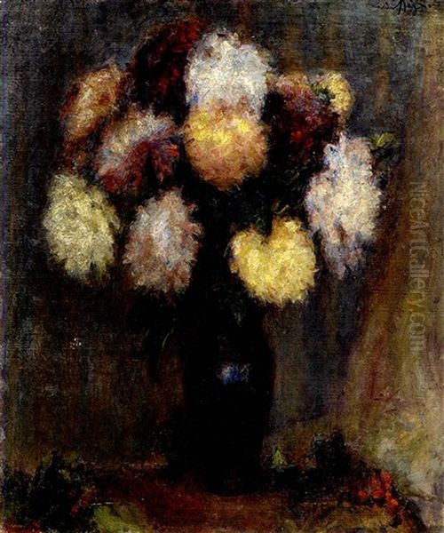 Blumenstraus In Einer Vase Oil Painting by Lucien Rene Mignon