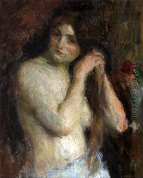 Portrait Presume De Gabrielle, Modele De Renoir Oil Painting by Lucien Rene Mignon