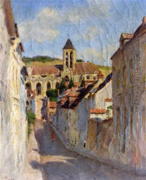 Vue De Village Oil Painting by Lucien Rene Mignon