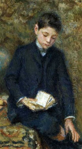 La Lecture Oil Painting by Lucien Rene Mignon