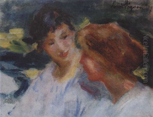 Les Deux Amies Oil Painting by Lucien Rene Mignon