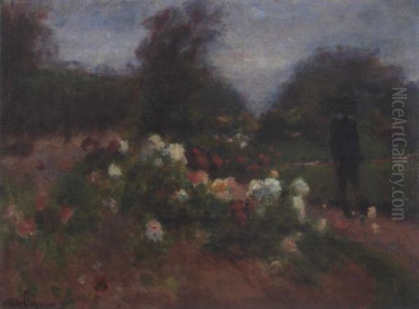 Le Jardin Fleuri Oil Painting by Lucien Rene Mignon