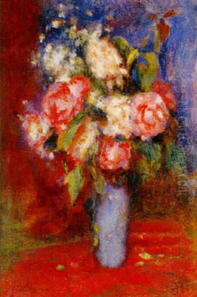 Vase De Fleurs Oil Painting by Lucien Rene Mignon