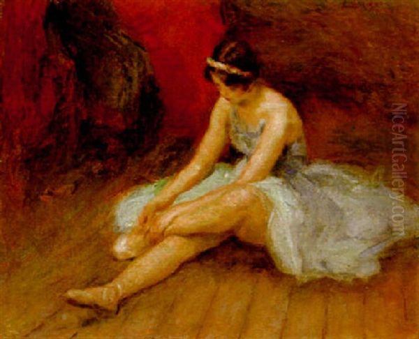 Danseuse Au Repos Oil Painting by Lucien Rene Mignon