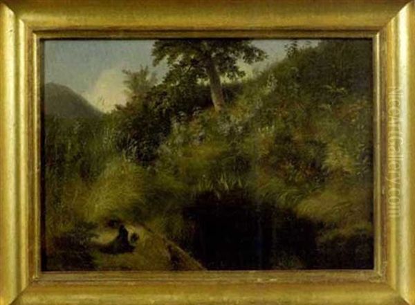 The Old Bog Hole Oil Painting by Louis Remy Mignot