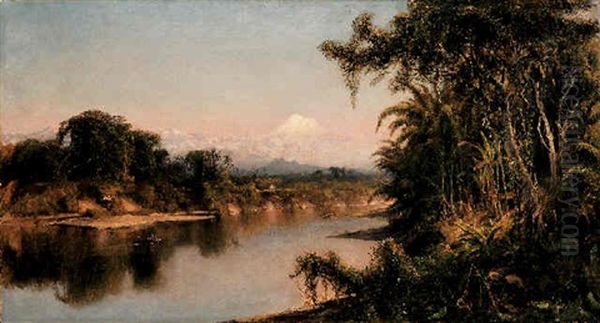 South American Landscape (chimborazo From Riobamba) Oil Painting by Louis Remy Mignot