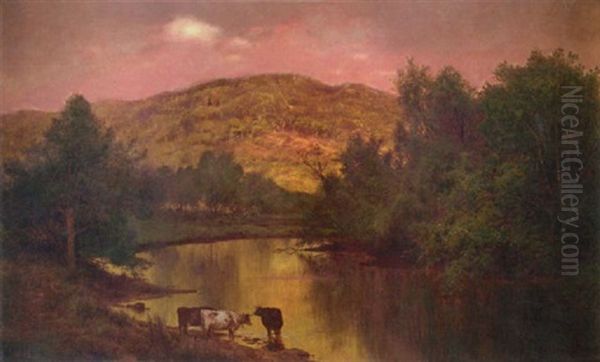 Golden Reflections Oil Painting by Louis Remy Mignot