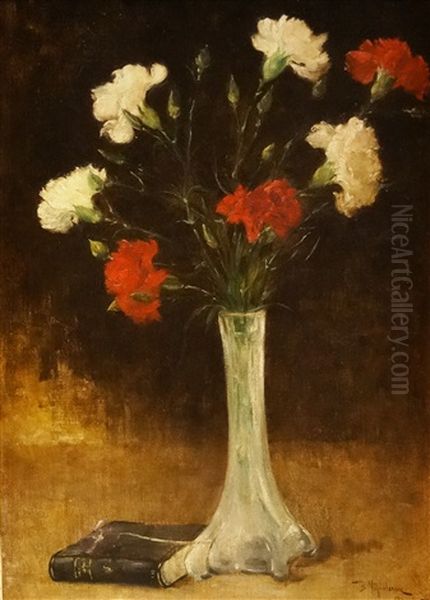 Vase With Carnations Oil Painting by Dimitrie Mihailescu