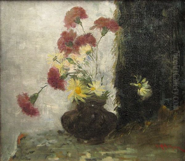 Carnations And Daisies Oil Painting by Dimitrie Mihailescu