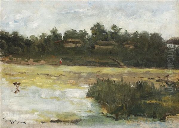 Landscape From The Delta Oil Painting by Dimitrie Mihailescu