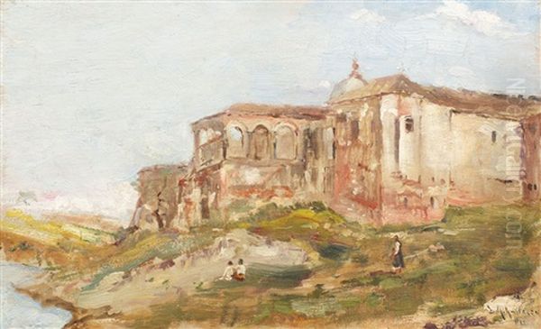 Comana Monastery Oil Painting by Dimitrie Mihailescu