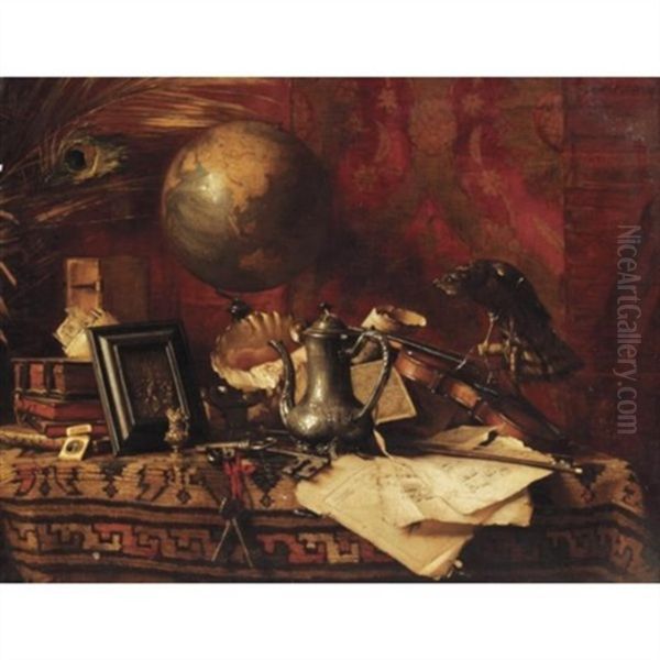 Still Life With Globe Oil Painting by Fritzi Mikesch