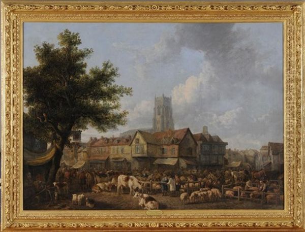 Marketplace, St. Albans Oil Painting by Henry Milbourne